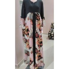 Kazakra Baju Gamis Syari Hitam Kombinasi Batik
