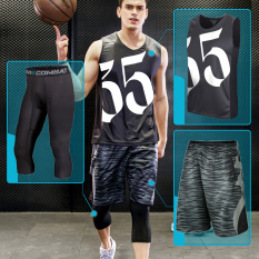 Kd Pakaian Bola Basket Bintang Bola Musim Panas Berlari Pelatihan (KD35 jersey + Raytheon hitam dan abu-abu + tujuh hitam)