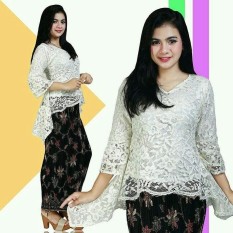 Kebaya Brukat Monalisa Plus RokLilit Warna Putih