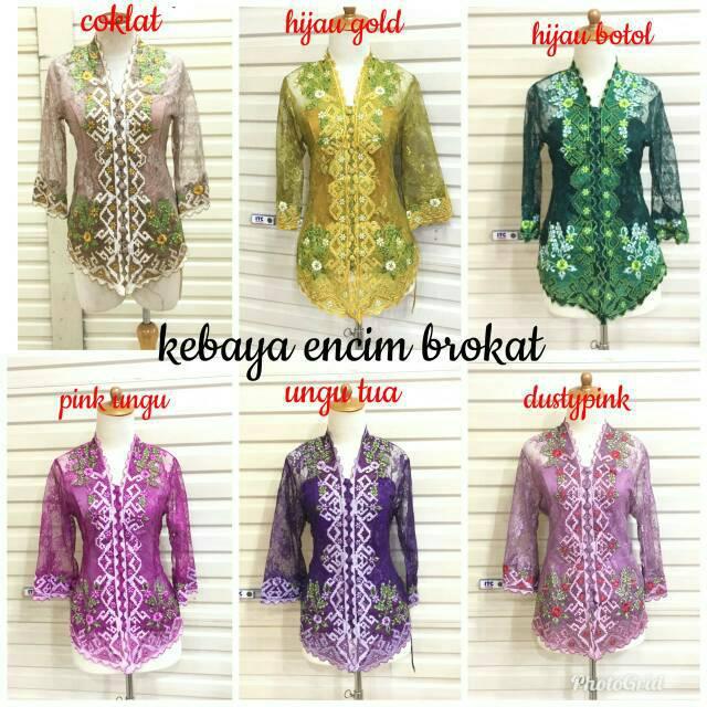 Kebaya Encim Brokat KKB03 Tangan 7/8  Kebaya Kartini Modern Atasan Kebaya Dewasa Brokat