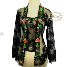 Kebaya Kutubaru Brokat Bordir Premium / Kebaya Encim Modern Semi Prancis Bordir Premium - Black Edtion