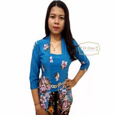 Kebaya Kutubaru / Kebaya Modern / Baju Buble Motif Bunga Anggrek - Biru
