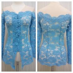 Kebaya Modern - Kebaya Wisuda Brokat Sabrina Biru RR1827