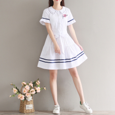 Kecil Bening Kerah Boneka Kupu-Kupu Simpul Renda Gadis Gaun Rok Berbentuk Huruf Sebuah (Putih) baju Wanita Gaun Wanita Gaun Wanita