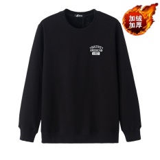 Kecil Gemuk Tambah Beludru Baru Remaja Ukuran Plus Kode Katun Lengan Panjang Kaos Sweater (1977 Hitam)
