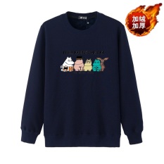 Kecil Gemuk Tambah Beludru Baru Remaja Ukuran Plus Kode Katun Lengan Panjang Kaos Sweater (Kartun Kuda Biru Tua)