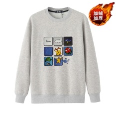 Kecil Gemuk Tambah Beludru Baru Remaja Ukuran Plus Kode Katun Lengan Panjang Kaos Sweater (Mainan Rubik Abu-abu terang)