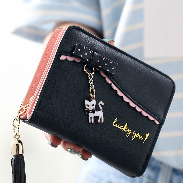 Korea Modis Gaya Siswa Perempuan Imut Nol Dompet Dompet (Hitam) Tas Tas Wanita Dompet Wanita