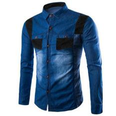 Kedai baju kemeja jeans pria murah berkualitas / Kemeja Jeans menloy biru tua - 7Z
