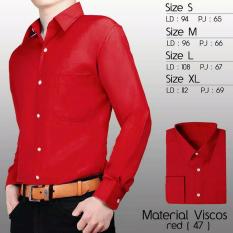 Kedai_Baju Kemeja Formal Polos Lengan Panjang - Merah Cabe (47) - Size S