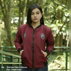 KEI'S jaket bomber wanita despo patch marun
