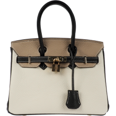 Kelly Eropa Dan Amerika Warna Hit Tas Model Hermes Kunci Tas Tangan (Hitam Dengan Warna Putih Kecil)