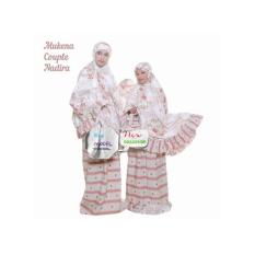 Kembar Couple Set Stelan Mukena Kajep Ibu Dan Anak Nadira Bunga Peach
