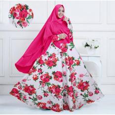Kembar Gamis Bunga Sandrina Broken White Plus Khimar