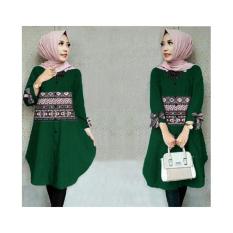 Kembar Long Tunik Eliana Kombinasi Batik Green (No Pasmina )