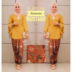 Kembar Stelan Blouse Batwing Plus Rok Lilit Ramona Kuning Mustard ( Tanpa Pasmina)