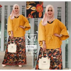 Kembar Stelan Celana Kulot Plus Blouse Batwing Belvina3 Warna Kuning Mustard (No Pasmina)