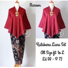Kembar Stelan Kebaya Kutubaru Luna Maron Ready Size M, L & XL