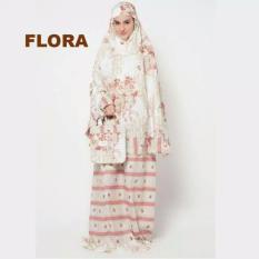 Kembar Stelan Mukena Katun Jepang Bellarose Bunga Peach
