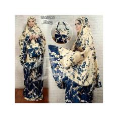 Kembar Stelan Mukena Katun Jepang Sakura Navy