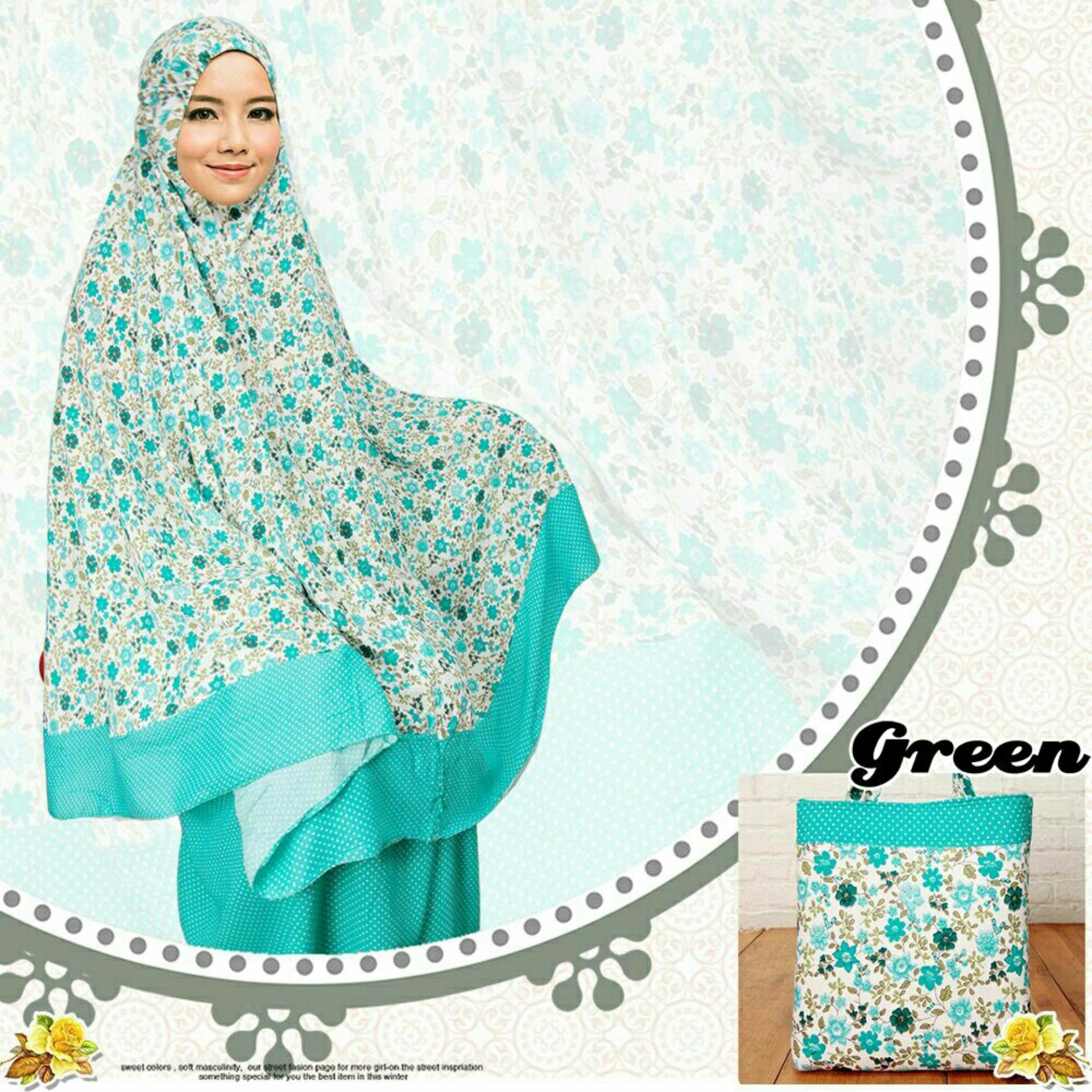 Kembar Stelan Mukena Katun Melati Tosca + Tas Mukena 