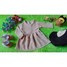 kembarshop - EKSKLUSIF Paket Gamis Bayi plus Jilbab dan Sepatu Boots Bayi Polka Creamy Hijab Hitam 0-12 bulan