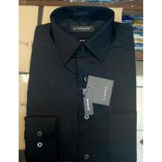 Kemeja Alisan Hitam Polos Panjang Slim Fit - P83q9v