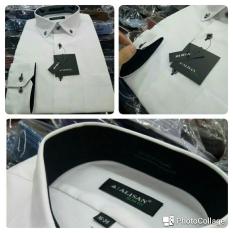 Kemeja Alisan Putih Panjang Kombinasi Dalam Slim Fit - Kncnbp