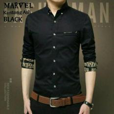 Kemeja Arve Hitam Baju Atasan Cwo Hem Pria