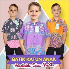 Kemeja Batik Anak Lengan Pendek, Hem Batik Anak Laki-laki, Kemeja anak, Batik anak, UKURAN S,M,L,XL (HKA001) Batikalhadi Online
