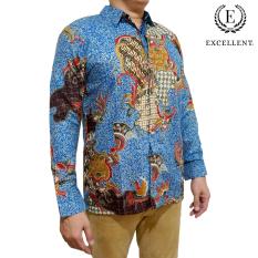 Kemeja Batik Excellent - Kilap Panjang Emas - Excellent Biru