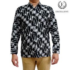 Kemeja Batik Excellent - Kilap Panjang Emas - Hitam Formal