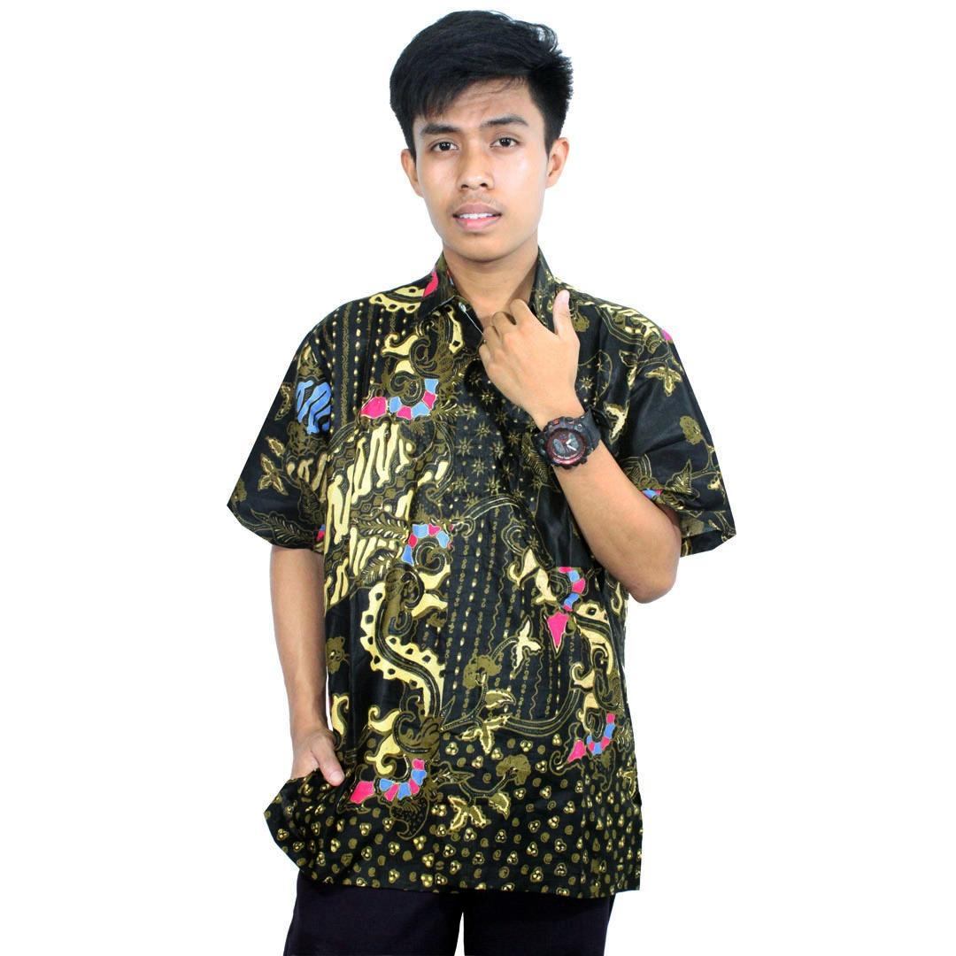 Kemeja Batik Katun Pria, Batik Kerja Kantor Lengan Pendek (HKS001-05)