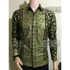 KEMEJA BATIK LENGAN PANJANG HITAM FULL BLOK EMAS