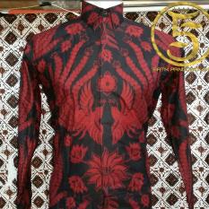 Kemeja batik merah lengan panjang burung kembar - kemeja batik solo