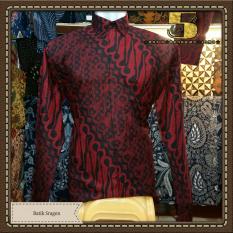 Kemeja batik merah warna terbaru motif keren-batik solo