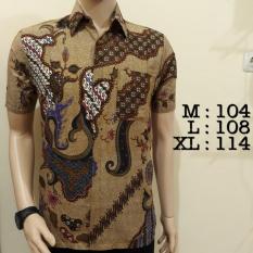 Baju Kemeja Batik Pria Lengan Pendek Khas Pekalongan Murah Bagus Coklat