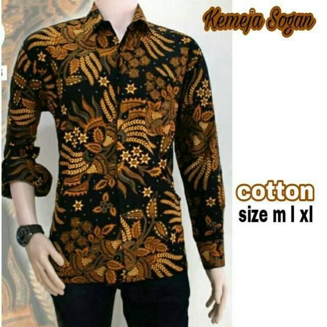 KEMEJA BATIK PRIA SOGAN LENGAN PANJANG BATIK FASHION BATIK PEKALONGAN