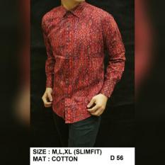 Kemeja Batik Slim Fit D56. (Fashion Pria Kaos Oblong Tshirt Jaket Celana Jeans Pendek Panjang Santai Pesta Kantor Seragam Blazer Hem Couple Dress Wanita Sweater Pakaian Muslim)