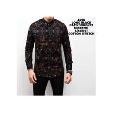 Kemeja Batik Songket Pria Black Panjang Kantor Slimfit Baju Batik