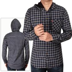 Kemeja Flanel Model Jaket Sweater Hoodie Kupluk Cowok Lengan Panjang