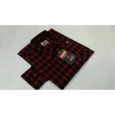 Kemeja Flanel pria kotak hitam merah 006