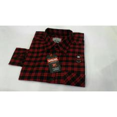 kemeja flanel pria lengan panjang - hitam list merah 002