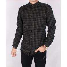Kemeja Flanel Pria Lengan Panjang / Kemeja Flannel Cowok Kerja Kantoran / Baju Distro Formal Kotak Exclusive Hijau Hitam