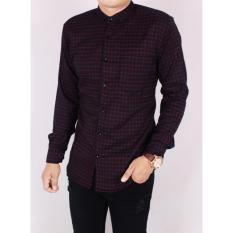 Kemeja Flanel Pria Lengan Panjang kotak'' hitam maroon