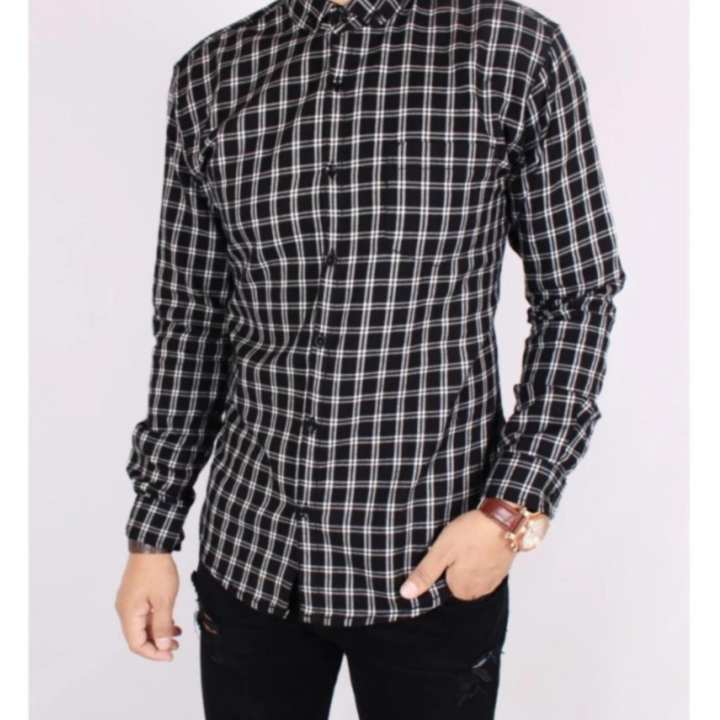 kasual flanel pakaian slim lengan panjang baju kemeja kasual flanel pakaian slim lengan panjang baju kemeja