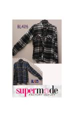 Kemeja Flanel Wanita Saku Dua / Flanel Wanita / Baju Wanita