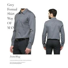 Kemeja Formal Abu Abu Tua Original Jerry Moss Kemeja Kerja Polos