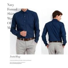 Kemeja Formal Biru Navy Original Jerry Moss Kemeja Kerja Polos