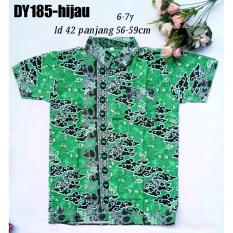 kemeja hem batik anak bahan katun warna hijau DY185